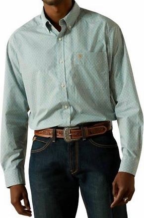 Ariat Mens Banner Casual Series Button Print Shirt In Aqua
