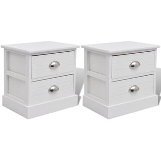 vidaXL Mesita De Noche Francesa 2 Piezas Blanco Vidaxl
