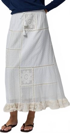 Lingua Franca Louisa Heirloom Patchwork Maxi Skirt In Ivory