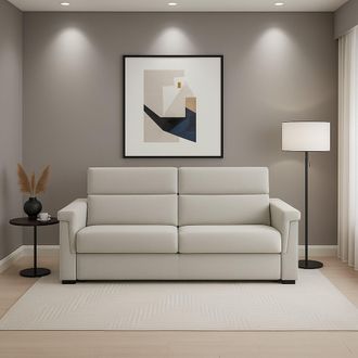 Dmora Sof&aacute; Fijo 2 Plazas Flaibano, Desenfundable, Repelente Al Agua Made In Italy, Lavable, 205x95x100h Cm Beige