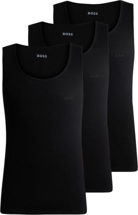 BOSS Three-pack of cotton tank tops with embroidered logos