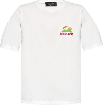 Dsquared2 graphic-print cotton T-shirt - women - Cotton - M - White