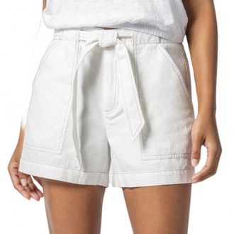 Lilla P Belted Canvas Short In White