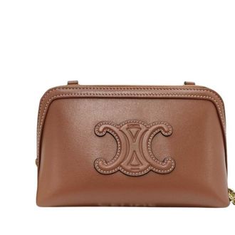 Celine Brown Leather Handbag Shoulder Bag Tote Bag (Pre-Owned)