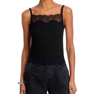 Re/Done Lace Ribbed Camisole In Black