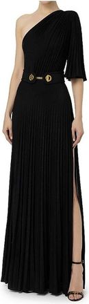 Elisabetta Franchi Lange One-Shoulder Maxi Jurk - Dames - Avondkleed - Zwart - M - Polyester - Kleedjes