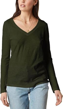 Velvet Cotton Slub Long Sleeve Tee In Green