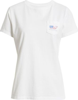 Vineyard Vines Flag Whale Graphic Pocket T-Shirt in White Cap at Nordstrom, Size X-Large