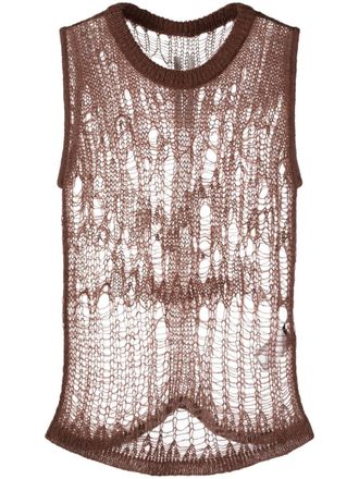 Rick Owens Opengebreide tanktop - Bruin