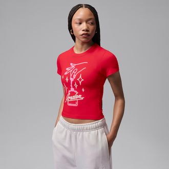 Nike Jordan Womens Jordan Graphic T-Shirt in Red | IV5661-657