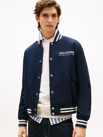 Tommy Hilfiger Blouson TOMMY HILFIGER AMERICANA VARSITY JKT, Herren, Gr. L, blau (desert sky), Web, Obermaterial: 100% Baumwolle, elastischer Bund, Jacken Blouson, F