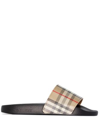 Burberry Vintage Check flat slides - women - Rubber/Leather/Thermoplastic Polyurethane (TPU) - 36 - Brown