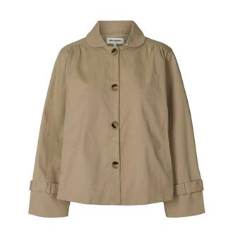 Lollys Laundry Light Jackets, female, Beige, Size: L Cropped jacket with front buttons