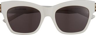 Balenciaga 53mm Cat Eye Sunglasses in White/Gold/Grey at Nordstrom Rack