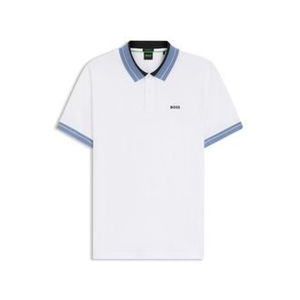 BOSS Stripe-trim polo shirt in stretch cotton
