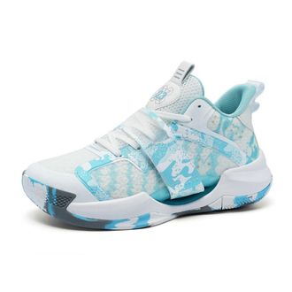 Generic Unisex Basketball Shoes are Breathable Anti Slip Shock-Absorbing Comfortable Fashionable Lace Up Training Boots Walking Shoes(Blue,5.5 UK)