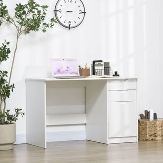 HOMCOM Computer Desk w/ Drawers Modern Writing Workstation for Home Office in White