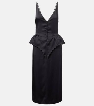 Stella McCartney Open-back peplum satin midi dress
