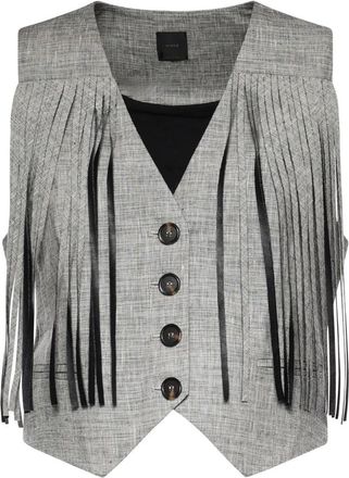 Pinko Boretto Vest - Dames - Bodywarmers - Grijs - M - Katoen - Jassen