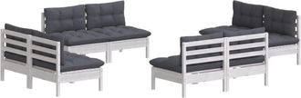 vidaXL Muebles De Jard&iacute;n 8 Piezas Con Cojines Antracita Madera Pino Vidaxl