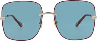 Chlo&eacute; 61mm Square Sunglasses in Gold Gold Blue at Nordstrom Rack