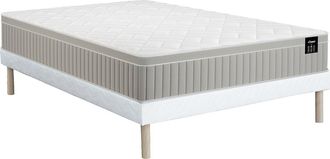 Vente-Unique Conjunto 160 x 200 cm somier con arc&oacute;n tapizado + colch&oacute;n de espuma y gel viscoel&aacute;stico 7 zonas de 22cm de grosor - SOMIRA de YSM&Eacute;E