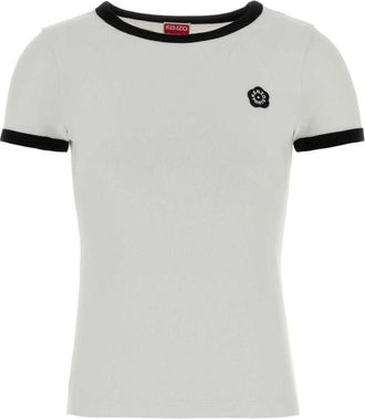 Kenzo White Round Neck Contrasting Details T-Shirt