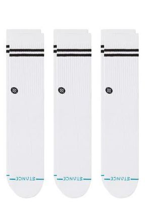 Stance Core 3-Pack Cotton Blend Crew Socks in White at Nordstrom Rack, Size Large