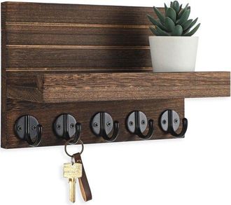 OEM Soporte De Pared Para Llaves Y Cartas Con Estante - Llavero Decorativo Con Ganchos Grandes Para Bolsos Y Abrigos