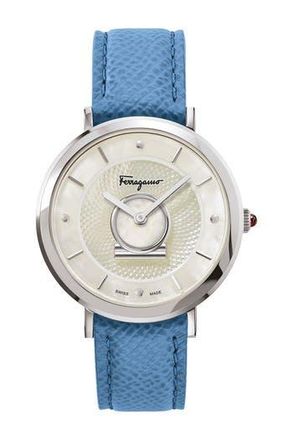 Ferragamo Womens Mother of Pearl Leather Strap Watch, 36mm in Stainless Steel at Nordstrom Rack