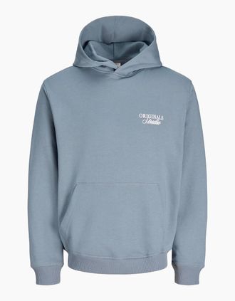 Jack & Jones Mens Jack & Jones JJ Overhead Hoodie light brushed with a soft inside finish Tradewinds - Blue - Size: 42