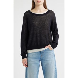 BOSS Femok Contrast Wool Blend Sweater in Monochrome Overlay at Nordstrom, Size Xx-Large