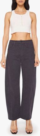 Mother Smooth Half Pipe Flood Jeans In Faded Black