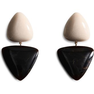 Mango Two Tone Drop Earrings in Black/White at Nordstrom