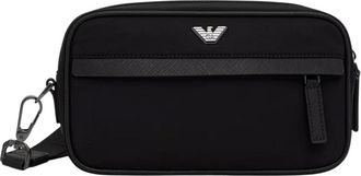Emporio Armani Beauty Case con Zip e Logo in Metallo - - Bags - Uomo - Nero - ONE SIZE