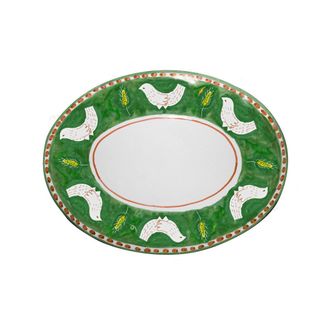 Arcucci green feather tray oval 43 cm