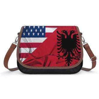 Generic Albania And US Flag Fashion Womens Crossbody Bags Novelty Handbag Shoulder Bag Purse