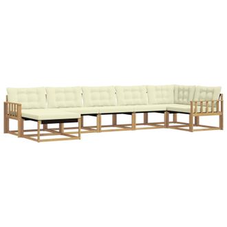 vidaXL Conjunto De Sof&aacute;s De Exterior Con Coj&iacute;n 7 Pcs Blanco Y Crema Vidaxl