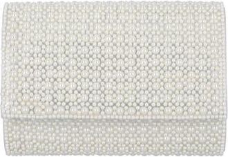 Jessica McClintock Alexis Rhinestone Crossbody Clutch in Pear Silver Softshine at Nordstrom Rack