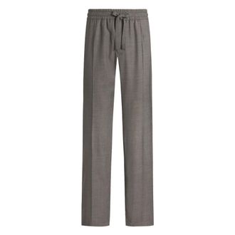 Dolce & Gabbana Straight Trousers, male, Gray, Size: M Birds-eye Wool Jogging Pants