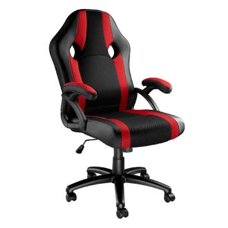 TecTake Silla gaming de escritorio giratoria con respaldo ajustable, rojo