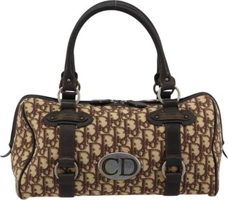 Dior Vintage Cd Trotter Canvas Brown Canvas Handbag (Pre-Owned)