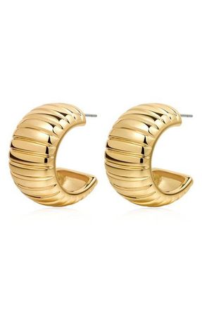 Luv AJ Remy Ridged Hoop Earrings in Gold at Nordstrom