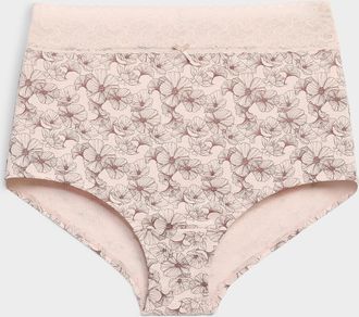 Miiyu Womens Lace trim stretch high-waist boyshort Organic cotton and nylon