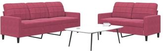 vidaXL Vidaxl - Juego De Sof&aacute;s Con Cojines 2 Piezas Terciopelo Rojo Tinto
