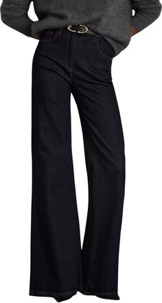 Reiss Bonnie Flare Jeans in Dark Blue at Nordstrom, Size 28