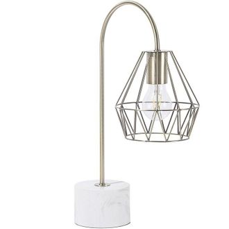 Beliani Beliani - L&aacute;mpara De Mesa Pantalla De Metal Dorado Colgante Soporte Blanco Moderno Aspecto Industrial Mooni