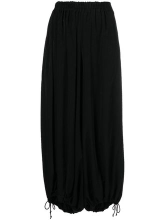 Yohji Yamamoto cropped tapered-leg trousers - women - Triacetate - 1 - Black