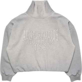 Acne Studios Fleece sweatshirt met logo - Dames - Sweatshirts - Grijs - S - Katoen - Hoodies & sweatvesten