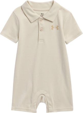 Under Armour UA Solid Polo Romper in Ivory Dune at Nordstrom, Size 9-12M
